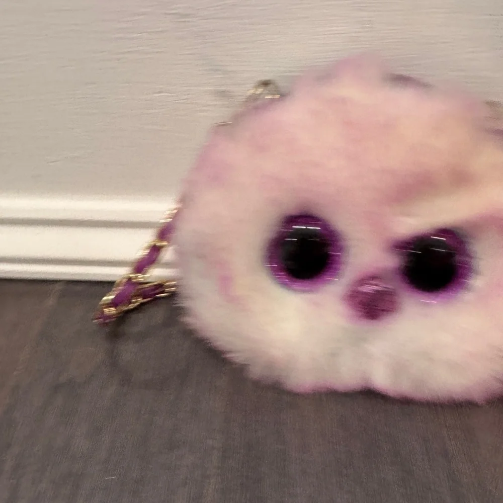 TY Fashion Beanie Boos Kenya the Ostrich Mini Crossbody Purple Fuzzy Purse Girls